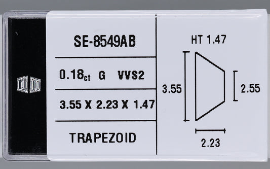 0.18 Carat Natural G VVS2 Trapezoid Diamond SE-8549AB