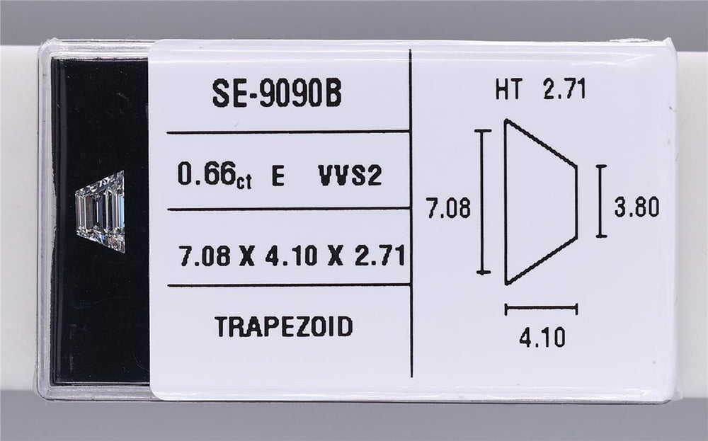 0.66 Carat Natural E VVS2 Trapezoid Diamond SE-9090B