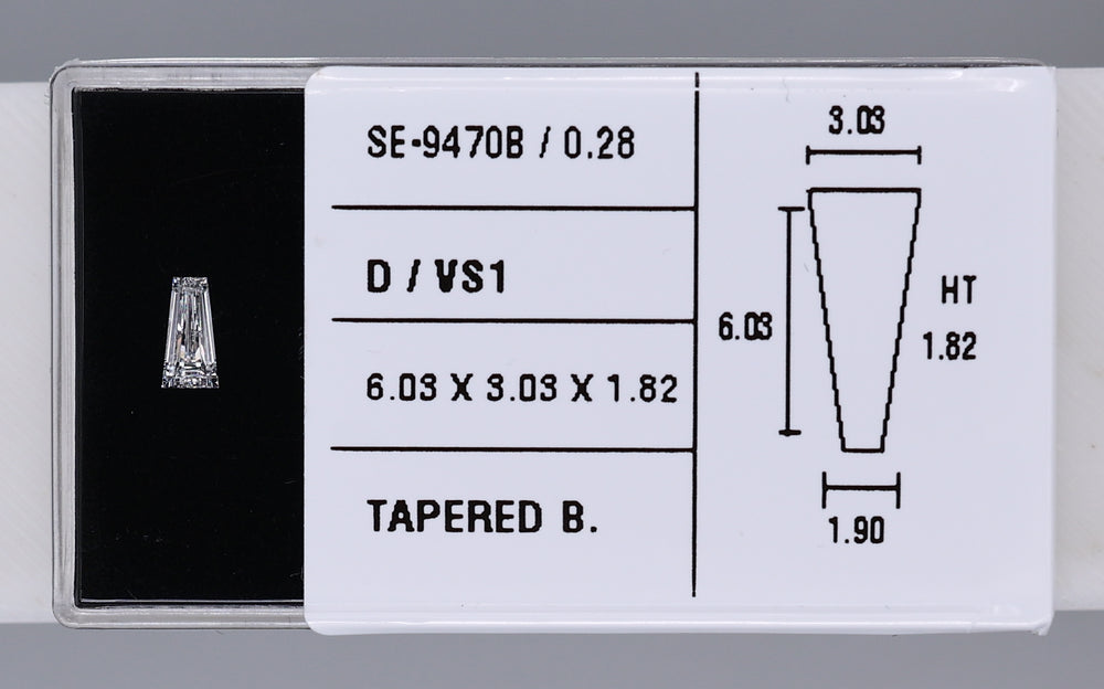 0.28 Carat Natural D VS1 Tapered baguette Diamond SE-9470B