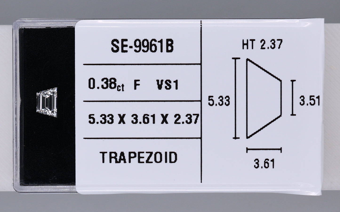 0.38 Carat Natural F VS1 Trapezoid Diamond SE-9961B