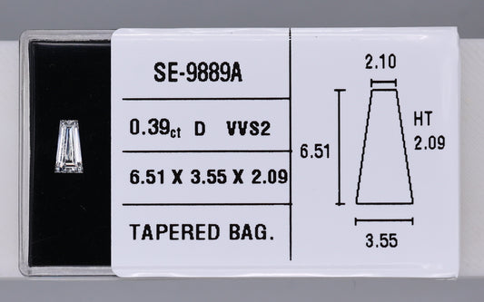 0.39 Carat Natural D VVS2 Tapered baguette Diamond SE-9889A