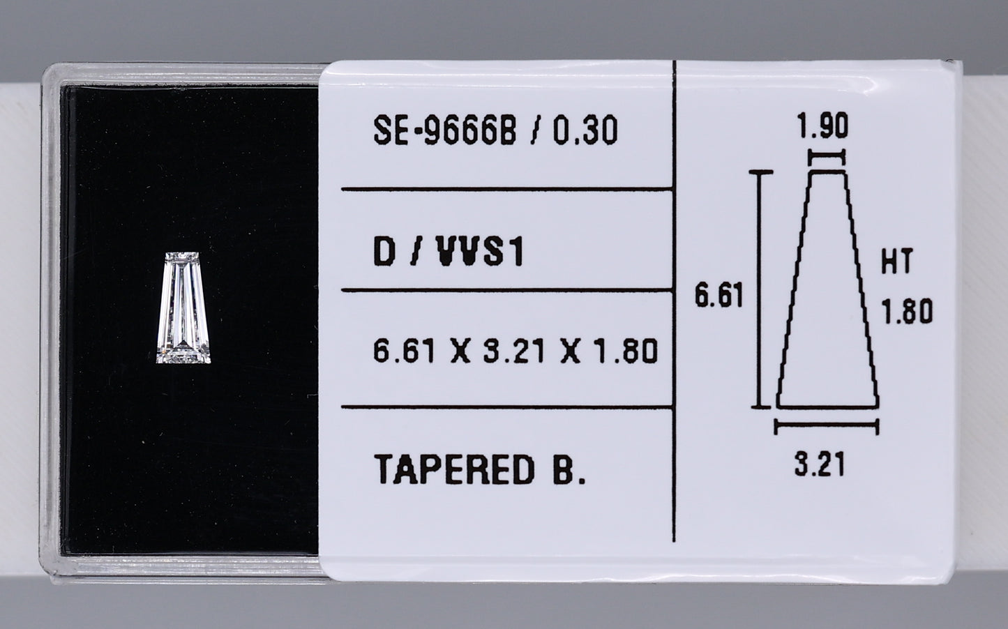 0.30 Carat Natural D VVS1 Tapered baguette Diamond SE-9666B