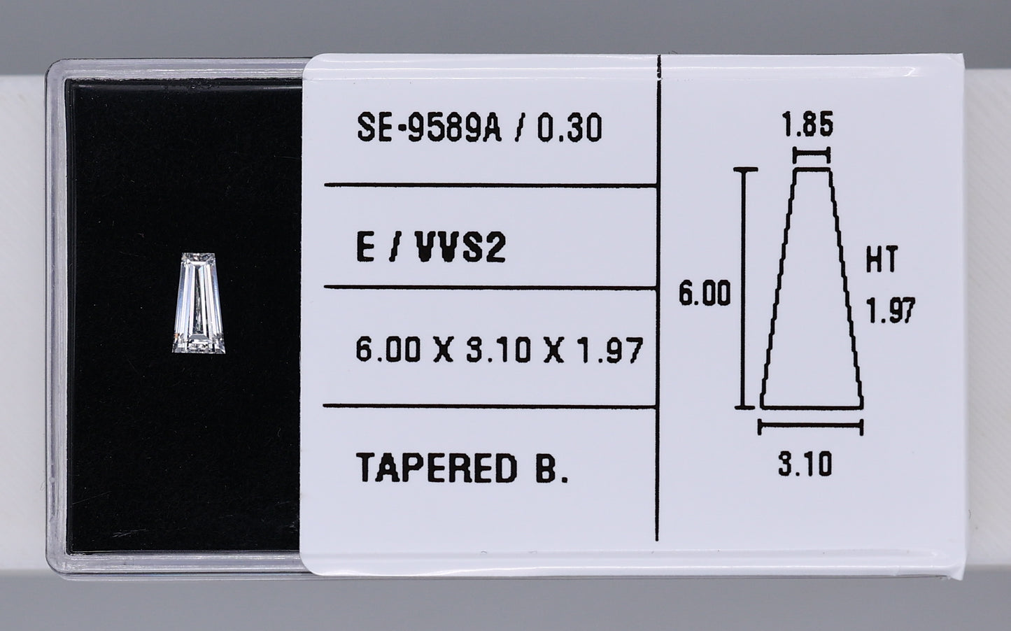 0.30 Carat Natural E VVS2 Tapered baguette Diamond SE-9589A