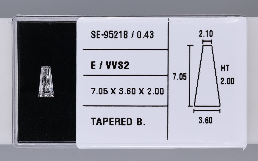 0.43 Carat Natural E VVS2 Tapered baguette Diamond SE-9521B
