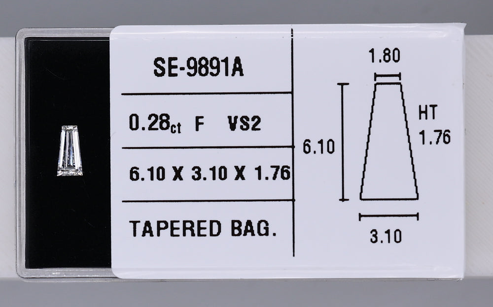 0.28 Carat Natural F VS2 Tapered baguette Diamond SE-9891A