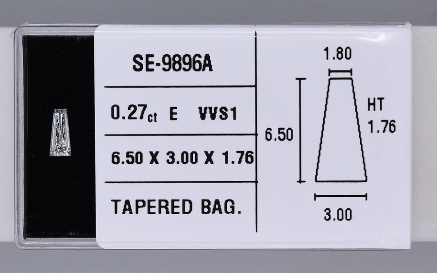 0.27 Carat Natural E VVS1 Tapered baguette Diamond SE-9896A