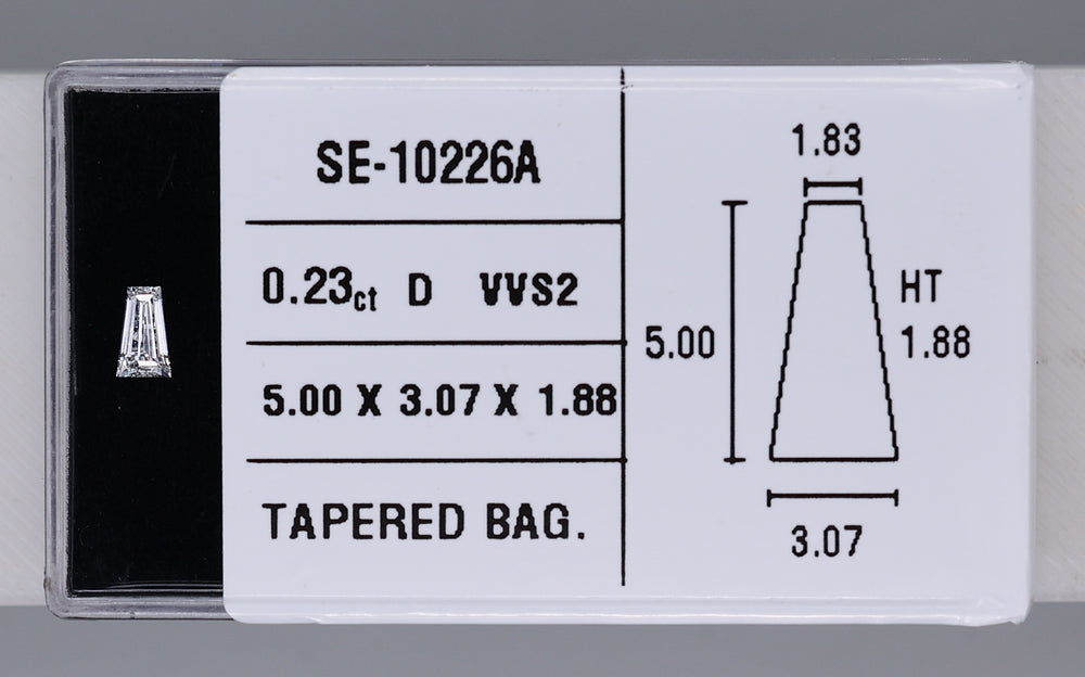0.23 Carat Natural D VVS2 Tapered baguette Diamond SE-10226A