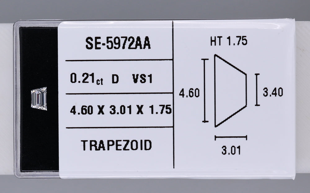 0.21 Carat Natural D VS1 Trapezoid Diamond SE-5972AA