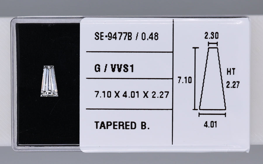 0.48 Carat Natural G VVS1 Tapered baguette Diamond SE-9477B