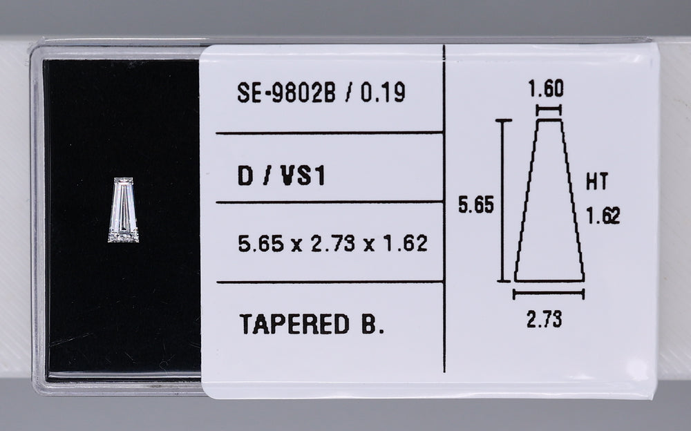 0.19 Carat Natural D VS1 Tapered baguette Diamond SE-9802B