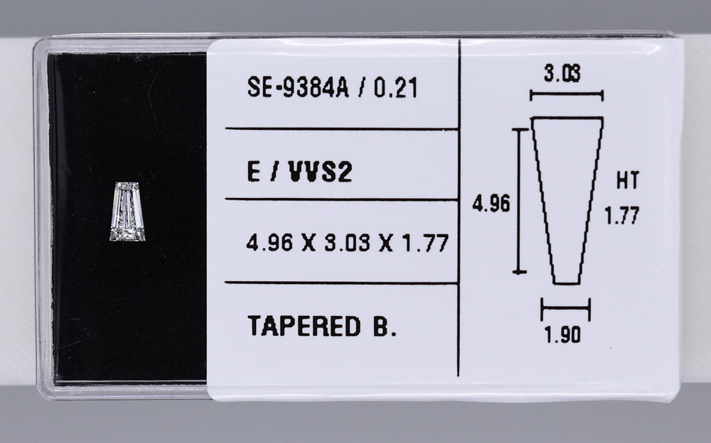 0.21 Carat Natural E VVS2 Tapered baguette Diamond SE-9384A