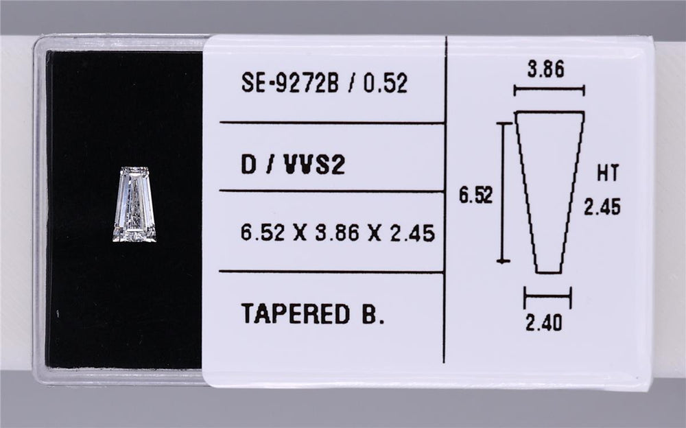 0.52 Carat Natural D VVS2 Tapered baguette Diamond SE-9272B