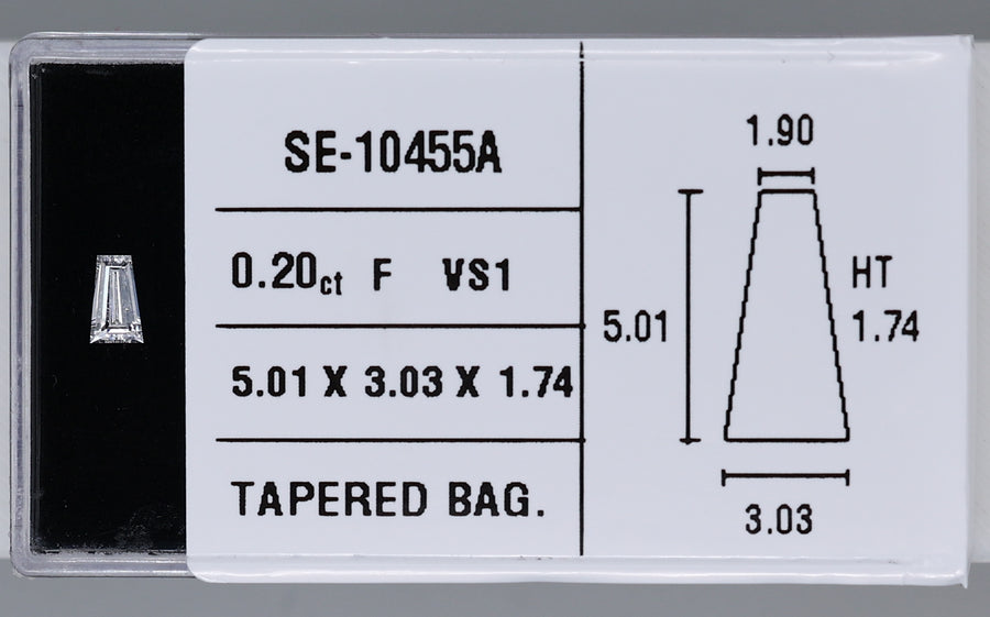 0.20 Carat Natural F VS1 Tapered baguette Diamond SE-10455A