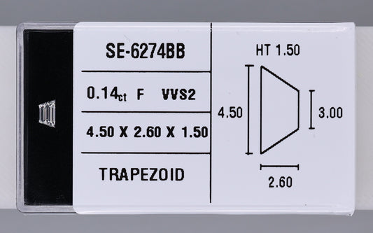 0.14 Carat Natural F VVS2 Trapezoid Diamond SE-6274BB
