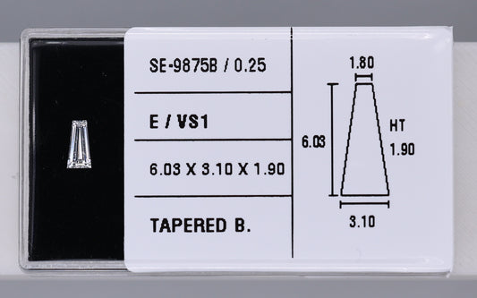 0.25 Carat Natural E VS1 Tapered baguette Diamond SE-9875B
