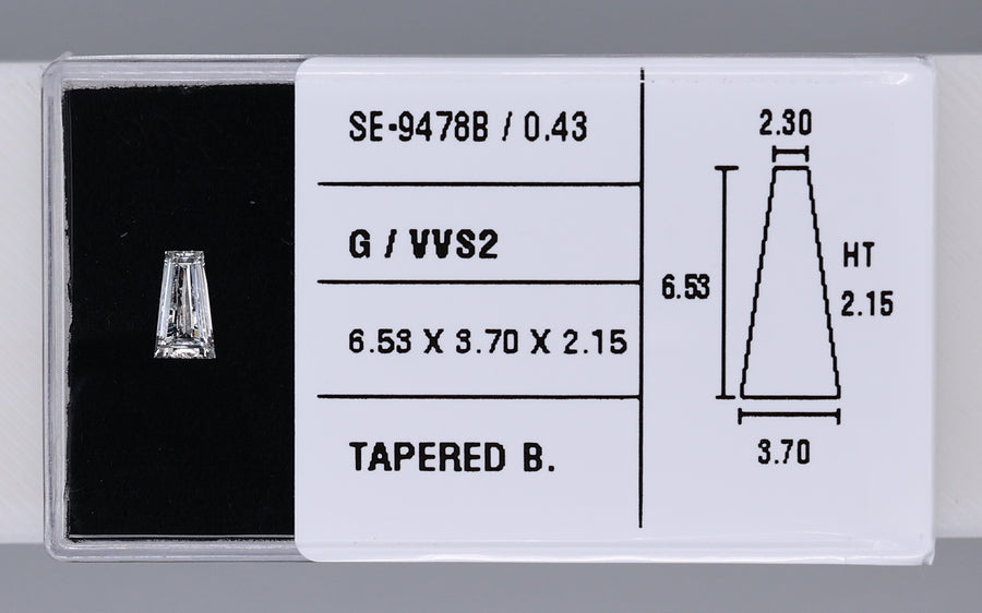 0.43 Carat Natural G VVS2 Tapered baguette Diamond SE-9478B