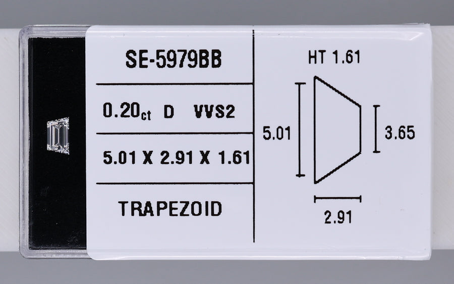 0.20 Carat Natural D VVS2 Trapezoid Diamond SE-5979BB