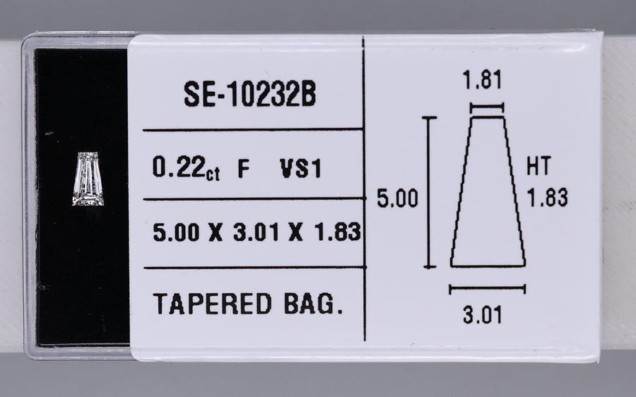 0.22 Carat Natural F VS1 Tapered baguette Diamond SE-10232B