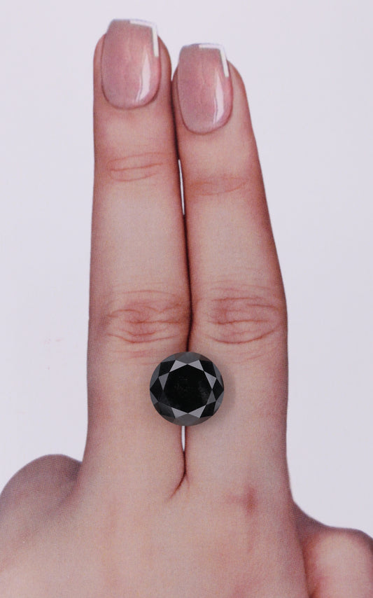 6.85 Carat Natural Fancy Black Round Diamond SE-10007