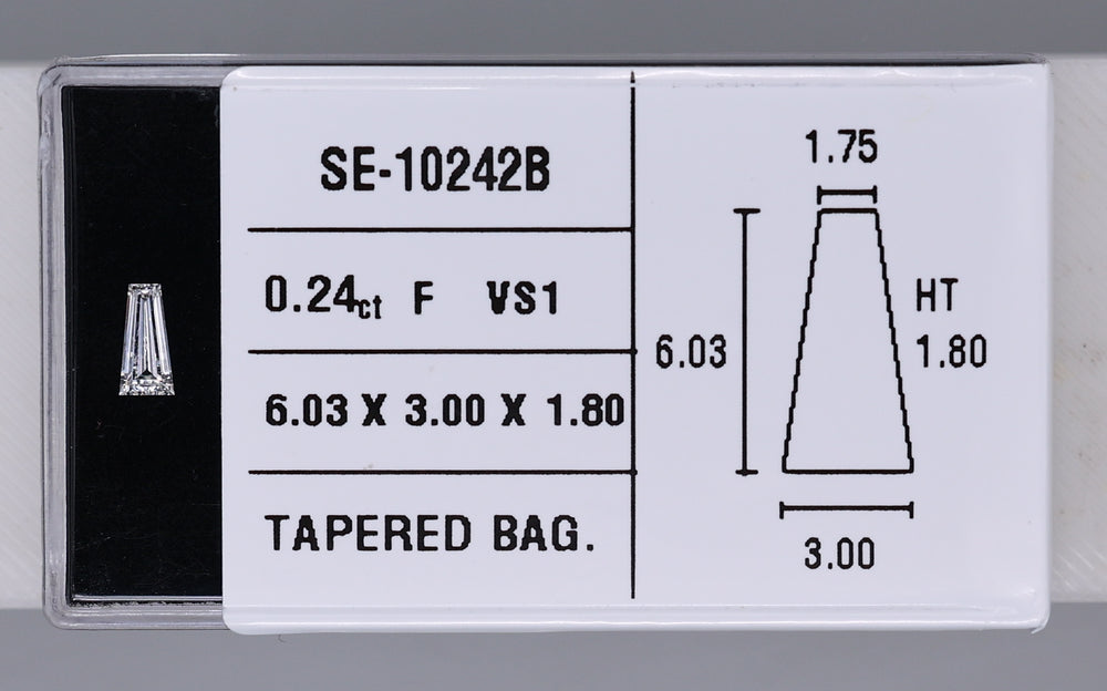 0.24 Carat Natural F VS1 Tapered baguette Diamond SE-10242B
