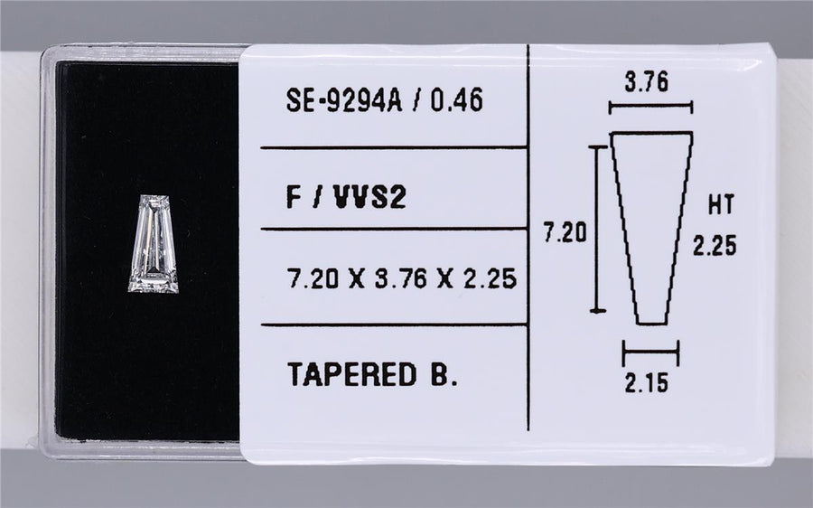 0.46 Carat Natural F VVS2 Tapered baguette Diamond SE-9294A
