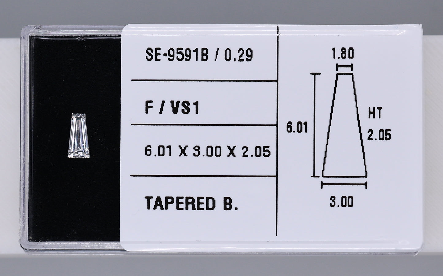 0.29 Carat Natural F VS1 Tapered baguette Diamond SE-9591B