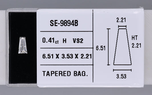 0.41 Carat Natural H VS2 Tapered baguette Diamond SE-9894B