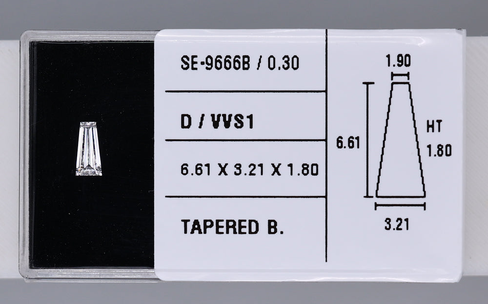 0.30 Carat Natural D VVS1 Tapered baguette Diamond SE-9666B