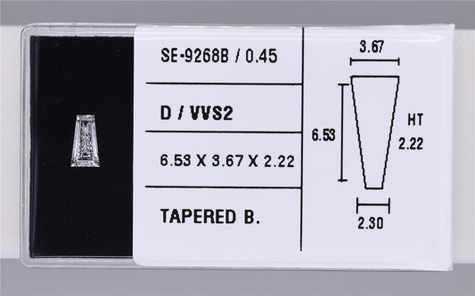 0.45 Carat Natural D VVS2 Tapered baguette Diamond SE-9268B