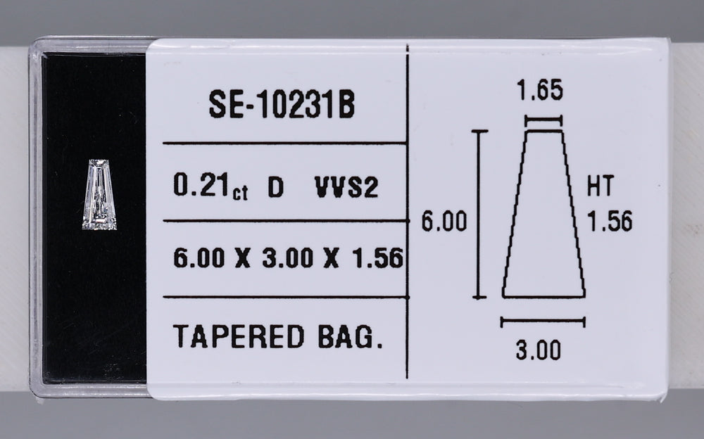 0.21 Carat Natural D VVS2 Tapered baguette Diamond SE-10231B