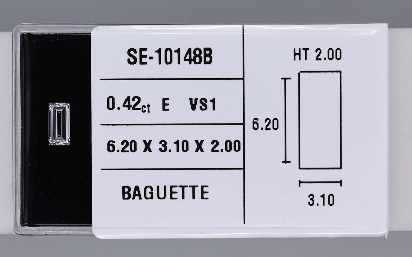 0.42 Carat Natural E VS1 Baguette Diamond SE-10148B