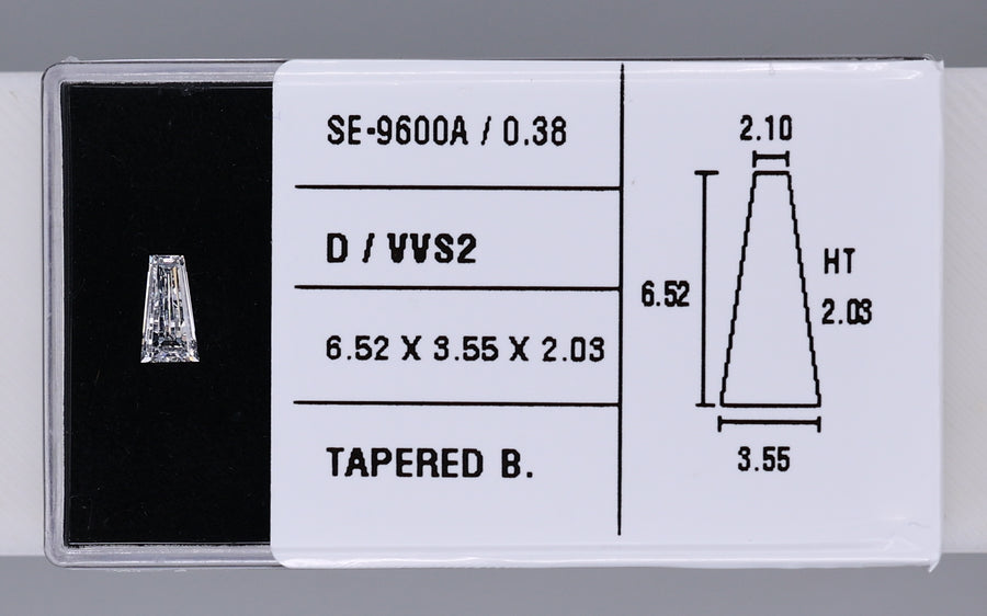 0.38 Carat Natural D VVS2 Tapered baguette Diamond SE-9600A