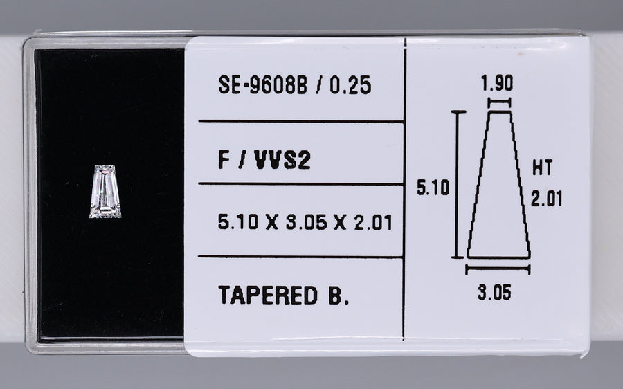 0.25 Carat Natural F VVS2 Tapered baguette Diamond SE-9608B