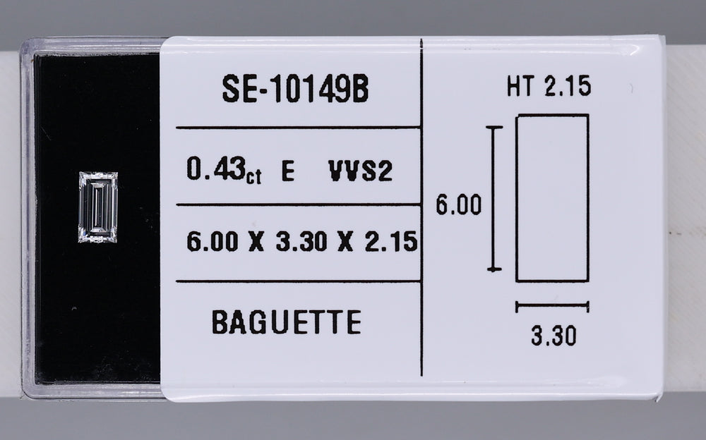 0.43 Carat Natural E VVS2 Baguette Diamond SE-10149B