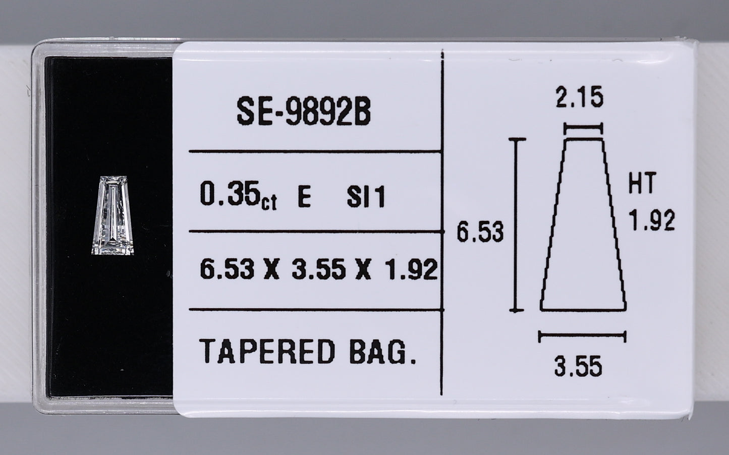 0.35 Carat Natural E SI1 Tapered baguette Diamond SE-9892B