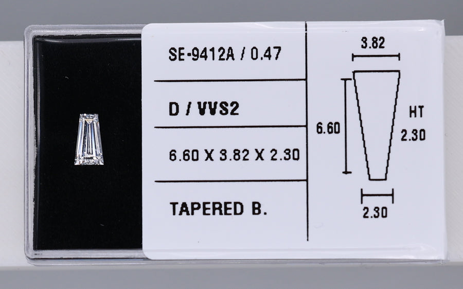 0.47 Carat Natural D VVS2 Tapered baguette Diamond SE-9412A