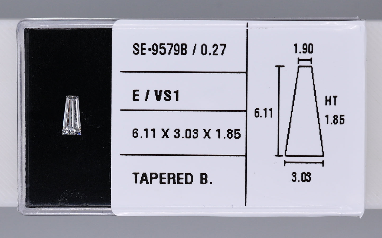 0.27 Carat Natural E VS1 Tapered baguette Diamond SE-9579B