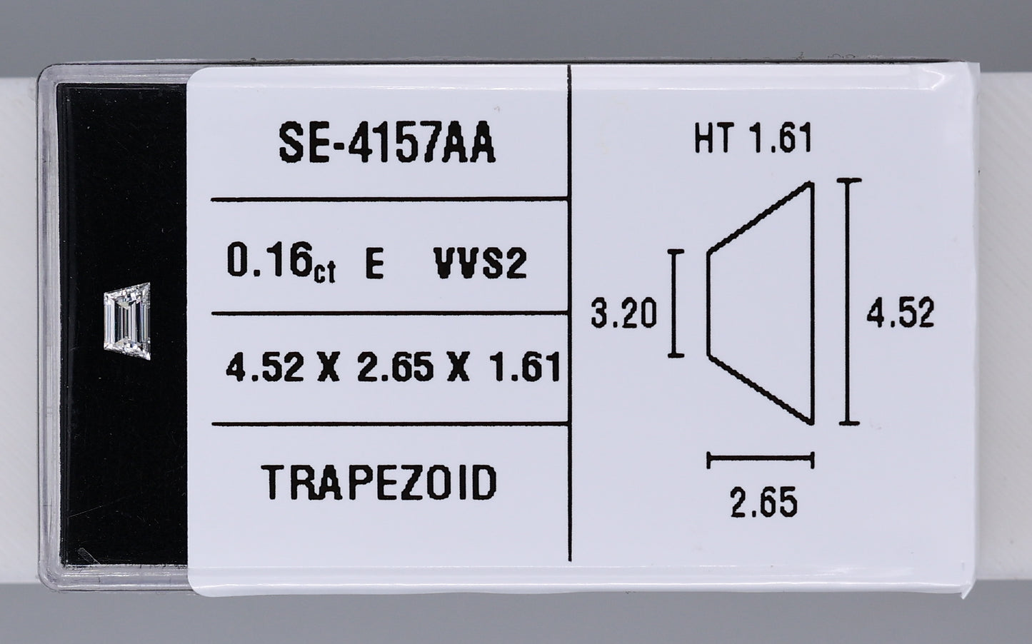 0.16 Carat Natural E VVS2 Trapezoid Diamond SE-4157AAA