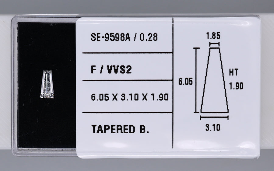 0.28 Carat Natural F VVS2 Tapered baguette Diamond SE-9598A