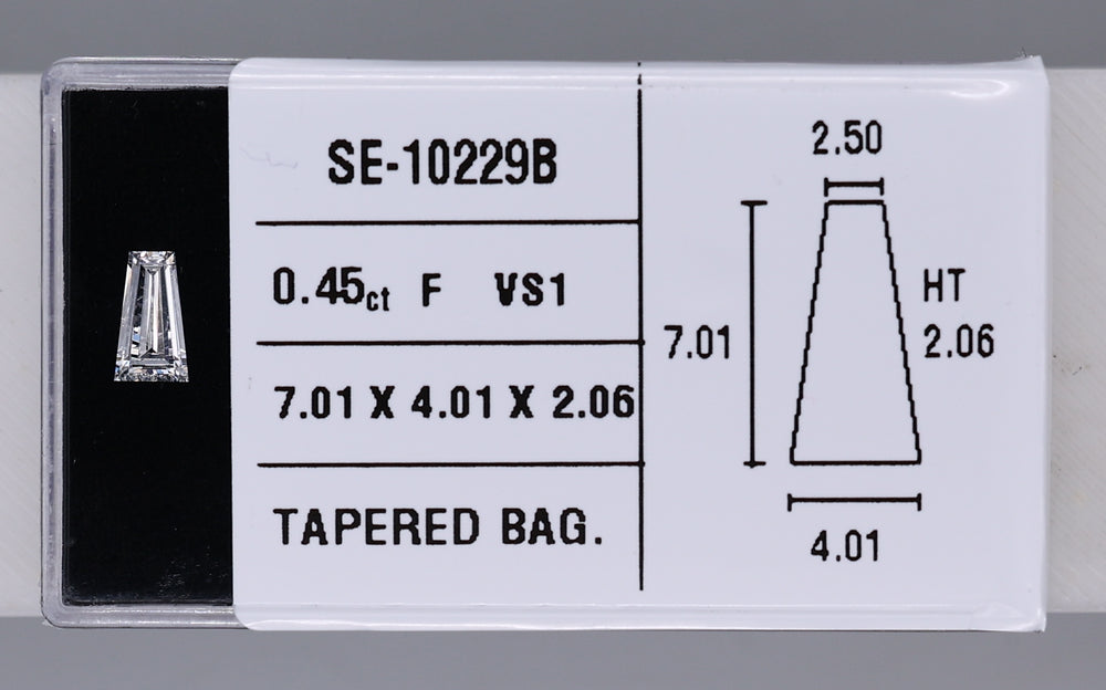 0.45 Carat Natural F VS1 Tapered baguette Diamond SE-10229B