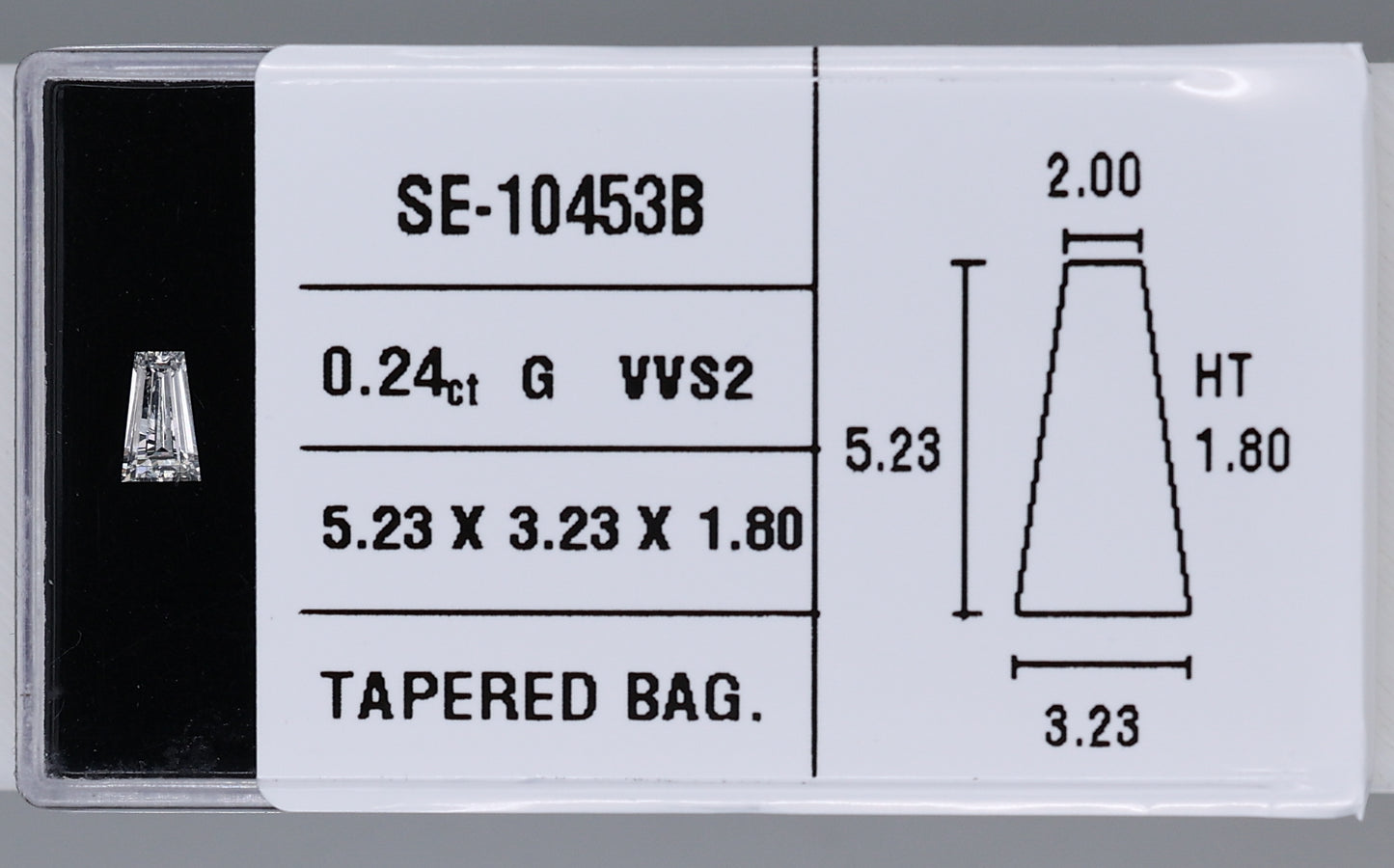 0.24 Carat Natural G VVS2 Tapered baguette Diamond SE-10453B