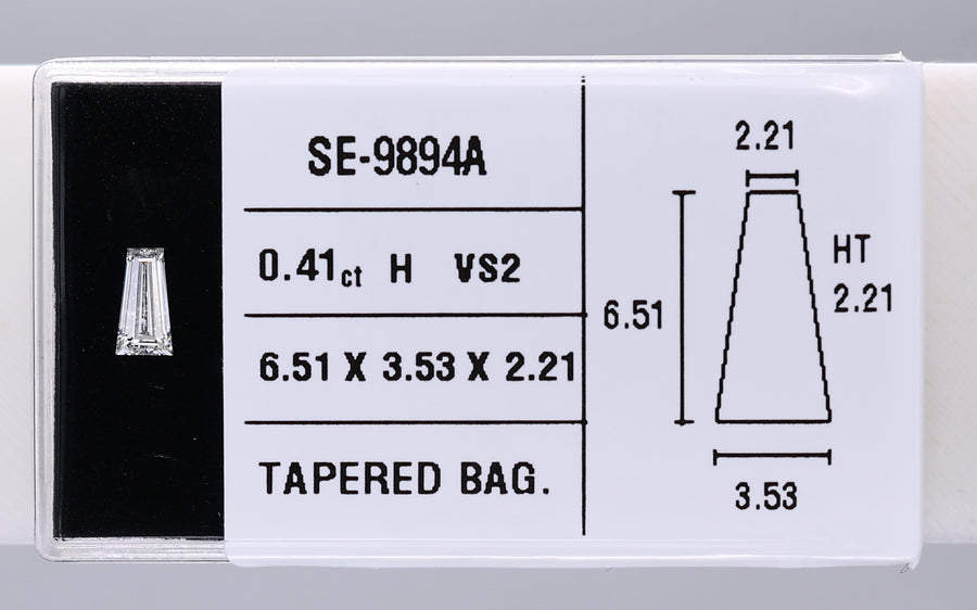 0.41 Carat Natural H VS2 Tapered baguette Diamond SE-9894A