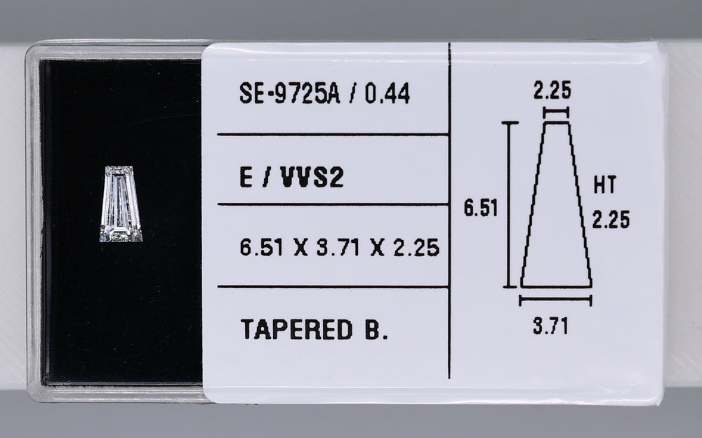 0.44 Carat Natural E VVS2 Tapered baguette Diamond SE-9725A