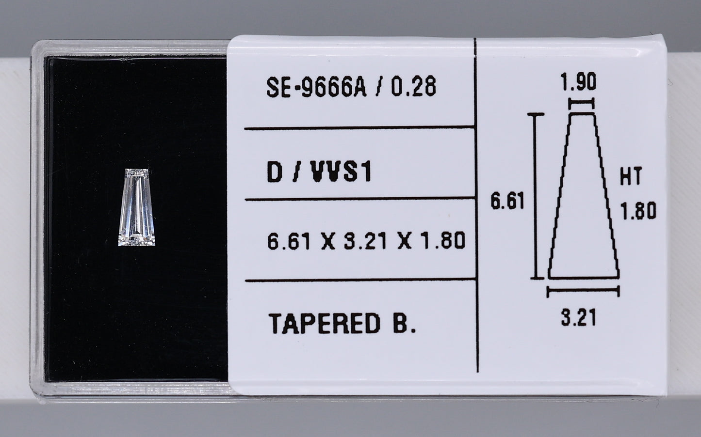 0.28 Carat Natural D VVS1 Tapered baguette Diamond SE-9666A