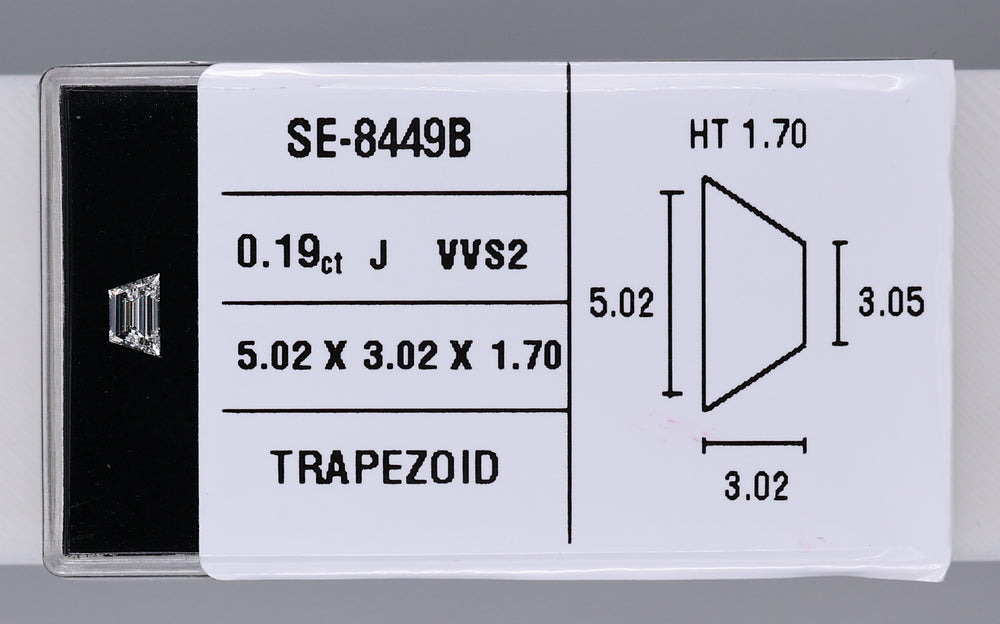 0.19 Carat Natural J VVS2 Trapezoid Diamond SE-8449BB