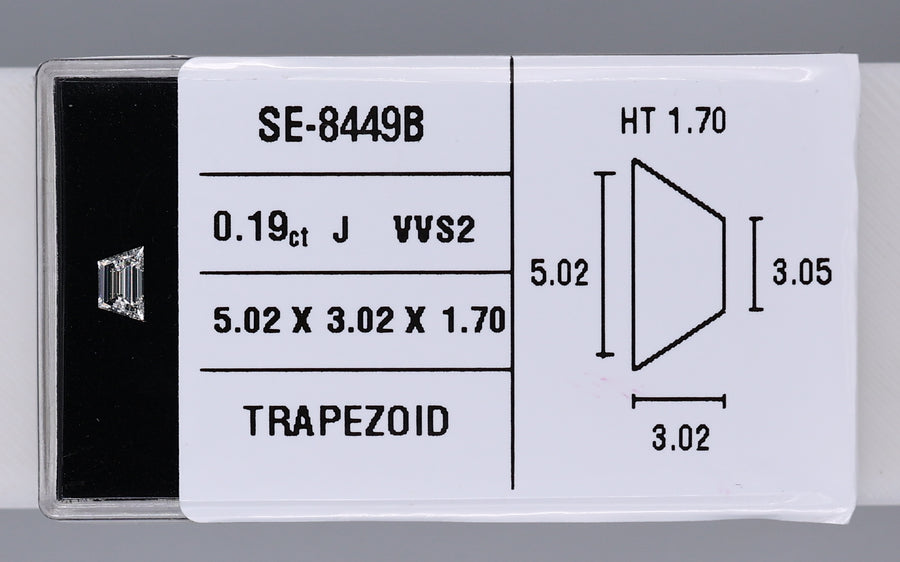 0.19 Carat Natural J VVS2 Trapezoid Diamond SE-8449BB