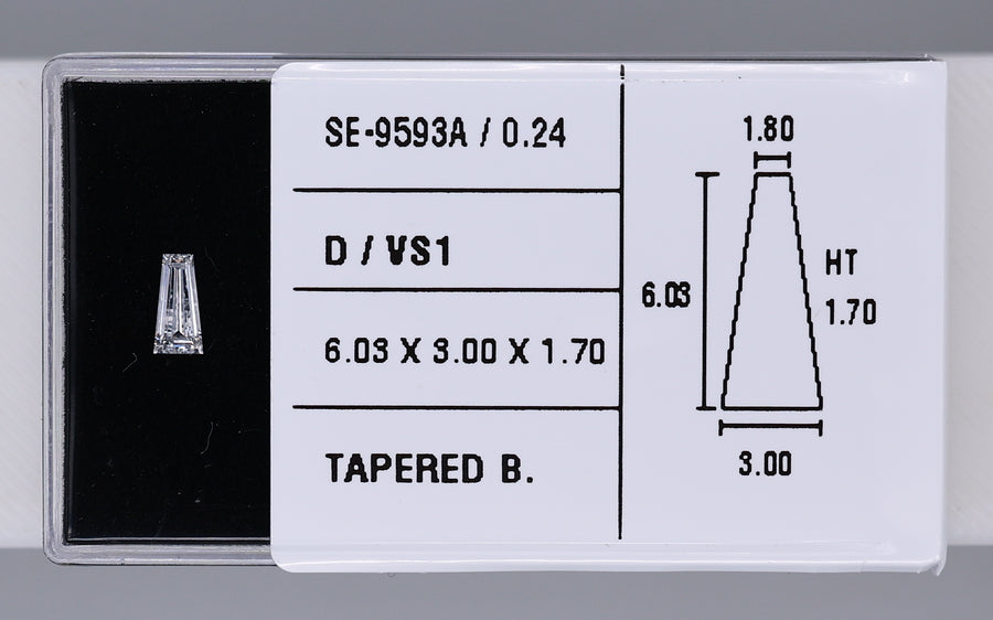 0.24 Carat Natural D VS1 Tapered baguette Diamond SE-9593A