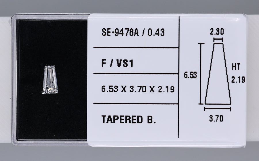 0.43 Carat Natural F VS1 Tapered baguette Diamond SE-9478A