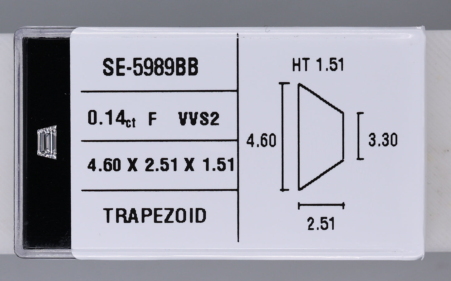 0.14 Carat Natural F VVS2 Trapezoid Diamond SE-5989BB