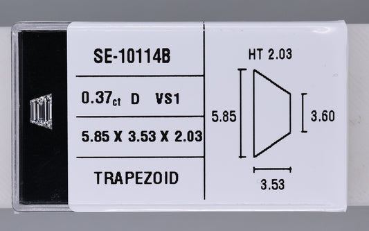 0.37 Carat Natural D VS1 Trapezoid Diamond SE-10114B
